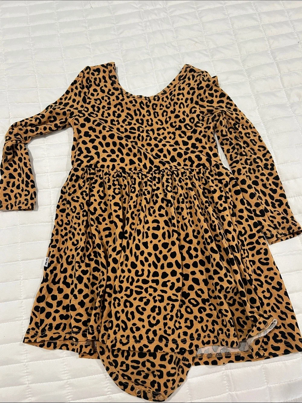 Long-Sleeve Leopard Print Kids Little Sleepies Dress